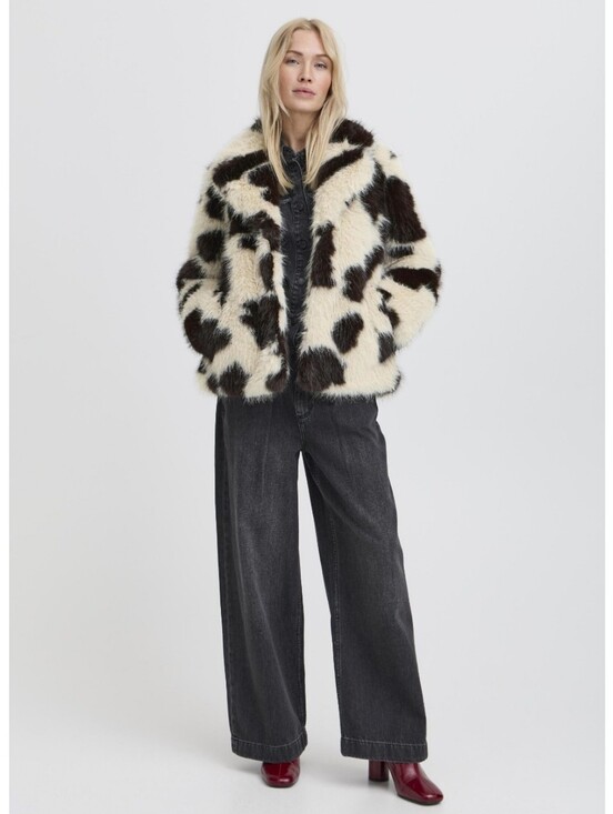 B.Young Jackets & Blazers - NWT b.young Bybemio Cow Print Faux Fur Coat Jacket Statement 36 Small